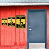 Portrait Round Plus Construction Zone Proceed At Own Risk Wall or Door Sign | Health And Safety Signage
