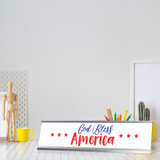 God Bless America 2 x 10" Desk Sign | Patriotic Office Decor