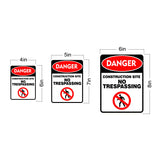 Portrait Round Plus Danger Construction Site No Trespassing Wall or Door Sign | Health And Safety Signage