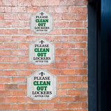 Heritage Plus Please Clean Out Lockers After Use Wall or Door Sign | Public Spaces Signage