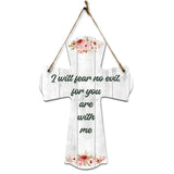 I will fear no evil, for you are with me Cross Hanging Sign | Rustic Twine | Inspiring Religious Bible Decor