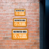 Classic Framed Plus Restricted Area This Door Is Alarmed Wall or Door Sign | Eco-Friendly Recycling