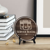 Server Room Circle Table Sign with Acrylic Stand (5x5") | Office Building Maintenance Sign