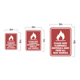 Portrait Round Plus Please Keep Flammable Materials Away from All Heat Sources Wall or Door Sign | Business Safety Sign