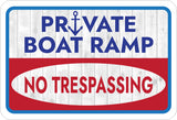 Classic Framed Plus Private Boat Ramp No Trespassing Wall or Door Sign | Marina Quayside Signage