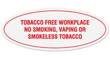 Signs ByLITA Oval Tobacco Free Workplace No Smoking, Vaping or Smokeless Tobacco Sign - Laser-Engraved Lettering | Durable ABS Plastic | Vibrant Colors | Powerful Foam Tape