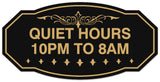 Signs ByLITA Victorian Quiet Hours 10pm to 8am Wall or Door Sign - Laser-Engraved Lettering | Durable ABS Plastic | Vibrant Colors | Powerful Foam Tape