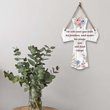He will cover you with his feathers, and under his wings you will find refuge Cross Hanging Sign | Rustic Twine | Inspiring Religious Bible Decor