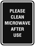 Signs ByLITA Portrait Round Please clean microwave after use Sign - Laser-Engraved Lettering | Durable ABS Plastic | Vibrant Colors | Powerful Foam Tape