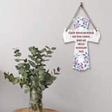 Cast your burden on the Lord, and he will sustain you Cross Hanging Sign | Rustic Twine | Inspiring Religious Bible Decor