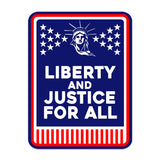 Portrait Round Plus Liberty and Justice for All Door or Wall Sign | Easy Installation | Patriotic Stars and Stripes USA Pride Sign