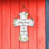 I can do all things through Christ who strengthens me Cross Hanging Sign | Rustic Twine | Inspiring Religious Bible Decor