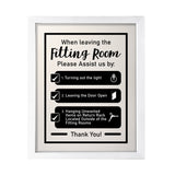 Designs ByLITA When Leaving The Fitting Room Please Assist Us By, Wall Print Art | Retail Store Decoration (Unframed or Framed)