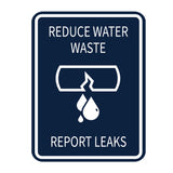 Signs ByLITA Portrait Round Reduce Water Waste: Report Leaks Door or Wall Sign Durable ABS Plastic | Laser Engraved | Easy Installation | Kitchen | Hygiene