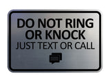 Signs ByLITA Classic Framed Do Not Ring Bell or Knock Please Text or Call Entrance Wall or Door Sign