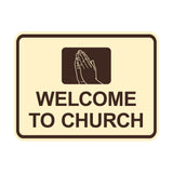 Classic Framed Welcome To Church Praying Hands Wall or Door Sign