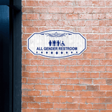 Victorian Plus All Gender Restroom Wall or Door Sign Easy Installation | Business & Public Bathroom Signs