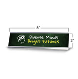 Diverse Minds, Bright Futures Silver Frame Desk Sign (2x8") | Classroom Special Needs Support