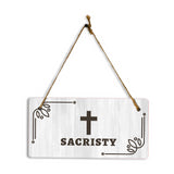 Sacristy 5x10 Hanging Plus Wall or Door Sign | Church Rustic Wood Sign