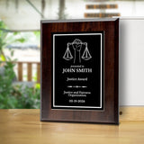 Legal and Justice Theme Custom Award Plaque | Achievement and Service Personalizable Plaques