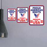 Portrait Round Plus Proud American Roots: Growing in the USA Door or Wall Sign | Easy Installation | Patriotic Stars and Stripes USA Pride Sign