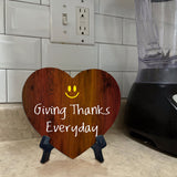 Giving Thanks Everyday Heart Table Sign with Acrylic Stand (6x5") | Religious Home Decor