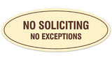 Signs ByLITA Oval No Soliciting No Exceptions Sign - Laser-Engraved Lettering | Durable ABS Plastic | Vibrant Colors | Powerful Foam Tape