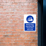 Portrait Round Plus Remove Keys From Fork Lift Truck When Not In Use Door or Wall Sign