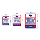 Portrait Round Plus American Dreams Live Here Door or Wall Sign | Easy Installation | Patriotic Stars and Stripes USA Pride Sign