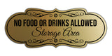 Signs ByLITA Designer No Food or Drinks Allowed in Storage Area Wall or Door Sign