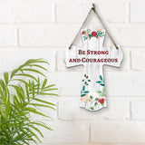 Be strong and courageous Cross Hanging Sign | Rustic Twine | Inspiring Religious Bible Decor