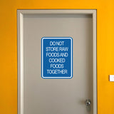 Signs ByLITA Portrait Round Hygiene Safety: Do Not Store Raw Foods and Cooked Foods Together Door or Wall Sign Durable ABS Plastic | Laser Engraved | Easy Installation | Kitchen | Hygiene
