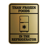 Signs ByLITA Portrait Round Thaw Frozen Foods In The Refrigerator Door or Wall Sign Durable ABS Plastic | Laser Engraved | Easy Installation | Kitchen | Hygiene