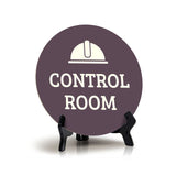 Control Room Circle Table Sign with Acrylic Stand (5x5") | Office Decor