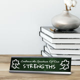 Embrace the Spectrum Of Our Strengths Silver Frame Desk Sign (2x8") | Classroom Special Needs Support