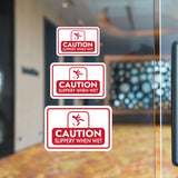 Classic Framed Plus Caution Slippery When Wet Door or Wall Sign | Workplace Health and Safety Warning Signage
