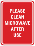 Signs ByLITA Portrait Round Please clean microwave after use Sign - Laser-Engraved Lettering | Durable ABS Plastic | Vibrant Colors | Powerful Foam Tape