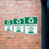 Portrait Round Plus Recycle Used Batteries Here Door or Wall Sign | Health & Safety Signage