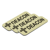 Deacon, Cross Design, 1 x 3" Name Tag/Badge, (3 Pack)