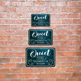 Classic Framed Plus Quiet Please Treatment In Session Door or Wall Sign | Hospitality Signage