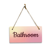 Bathroom 5x10 Hanging Plus Wall or Door Sign | Rustic Twine | Range of Vibrant Decor Styles | Restroom Signs For Home and Business