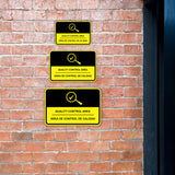 Classic Framed Plus Quality Control Area Wall or Door Sign | Bilingual Spanish and English Workplace Safety Signage