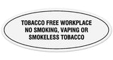 Signs ByLITA Oval Tobacco Free Workplace No Smoking, Vaping or Smokeless Tobacco Sign - Laser-Engraved Lettering | Durable ABS Plastic | Vibrant Colors | Powerful Foam Tape