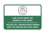 Classic Framed Plus Lab Coats Must Be Worn In This Area Wall or Door Sign | Bilingual Spanish and English Workplace Business Signage