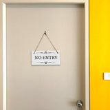 No Entry 5" x 10" Hanging Wall or Door Sign | Rustic Twine | Stylish Business or Office Signage