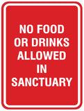 Signs ByLITA Portrait Round No food or drinks allowed in sanctuary Sign - Laser-Engraved Lettering | Durable ABS Plastic | Vibrant Colors | Powerful Foam Tape