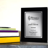 Music Competition Customizable Black Frame Award Plaque | Easel Mount Option | Achievement and Recognition Personalizable Plaques