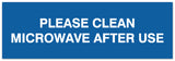 Signs ByLITA Basic Please clean microwave after use Sign - Laser-Engraved Lettering | Durable ABS Plastic | Vibrant Colors | Powerful Foam Tape