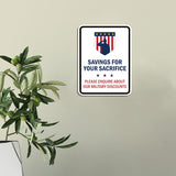 Portrait Round Plus Savings For Your Sacrifice: Please Enquire About Our Military Discounts Door or Wall Sign Honor Veterans with Military Signs | US Pride | Veteran Gratitude and Discount Signs