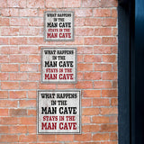 Square Plus What Happens In The Man Cave Stays In The Man Cave Wall or Door Sign | Easy Installation | Funny Home Decor for Garage Bar Workshops